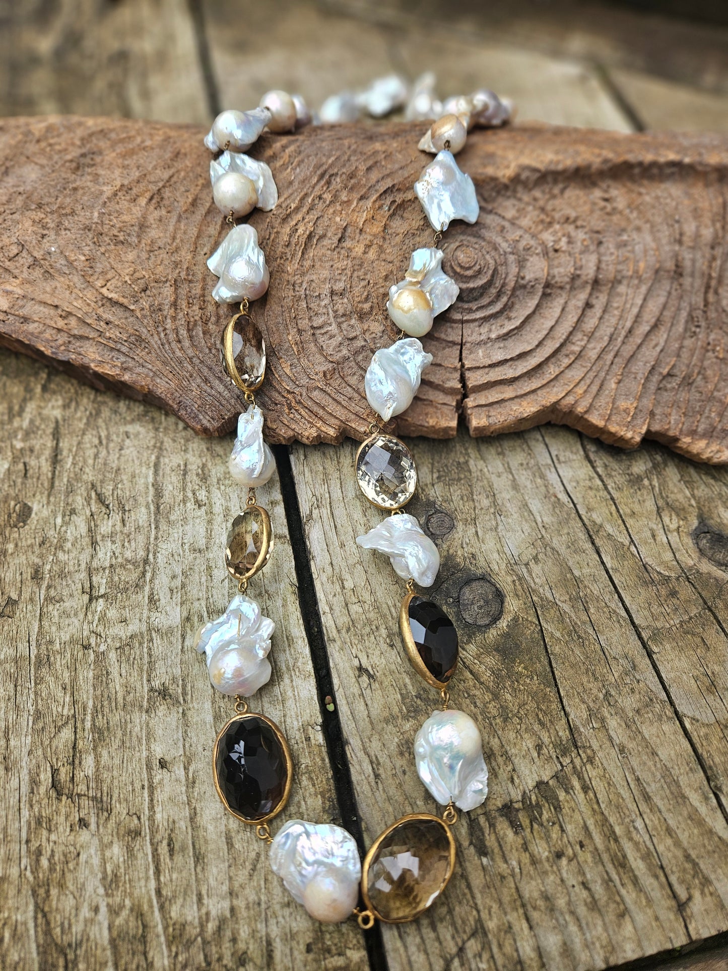 Baroque Pearl and Quartz Necklace