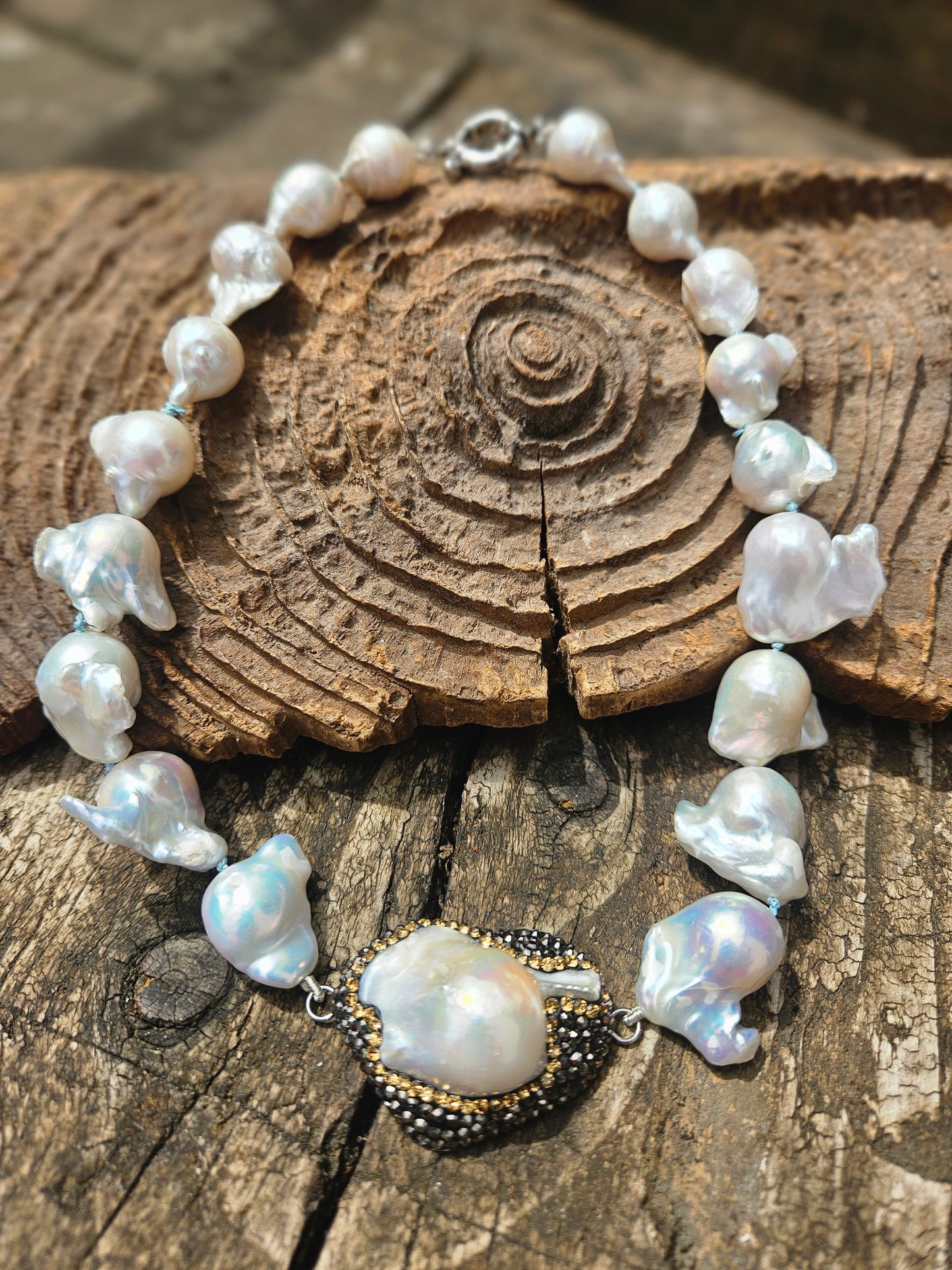 Sparkly Baroque Pearl Necklace