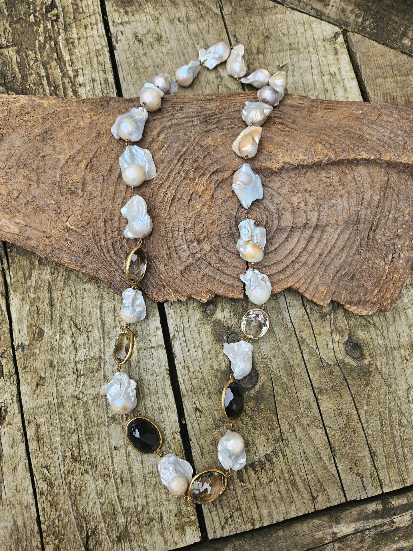 Baroque Pearl and Quartz Necklace