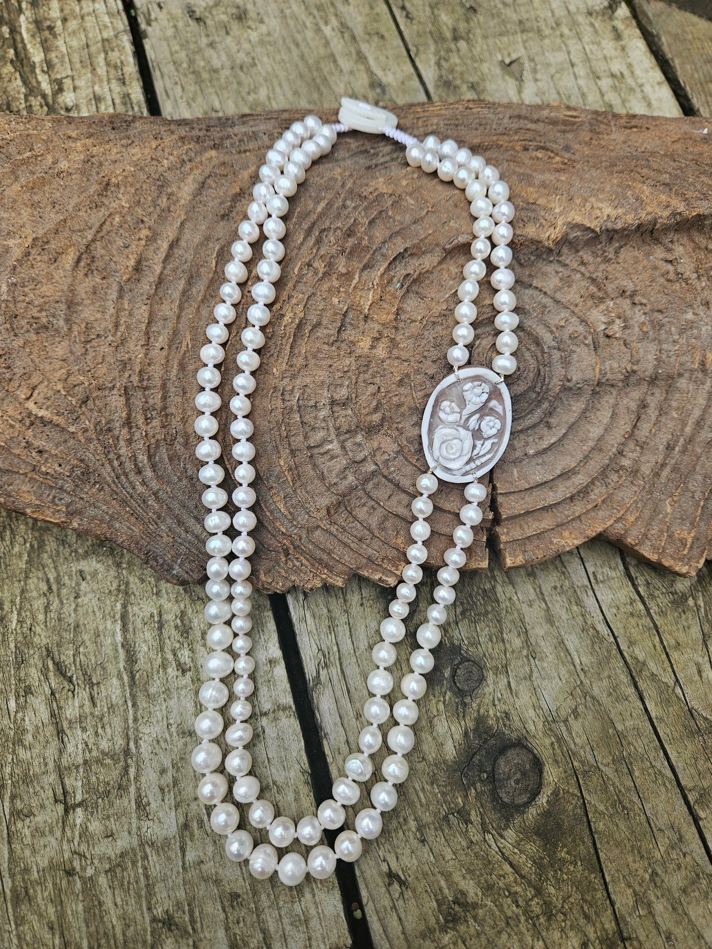 Cameo and Pearl Necklace