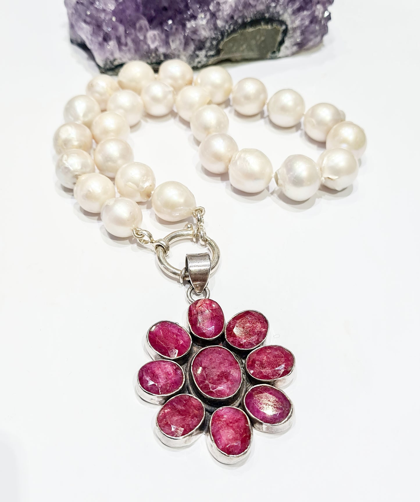 Ruby and Pearl Necklace