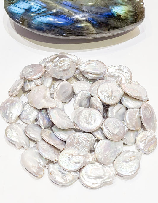 Long Grey Coin Pearls