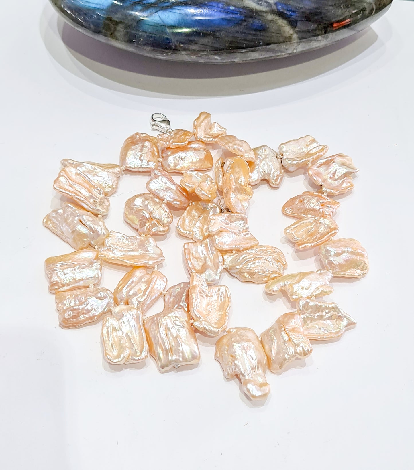 Irregular Peach Pearl Necklace